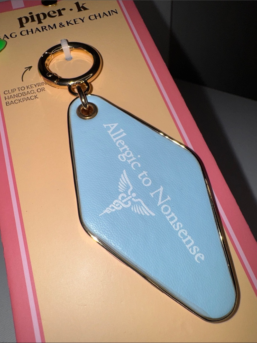 Piper K "Allergic to Nonsense" Bag Charm Key Chain